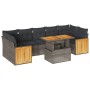 Set sofás jardín y cojines 8 pzas ratán sintético acacia gris de , Conjuntos de jardín - Ref: Foro24-3327686, Precio: 530,27 ...