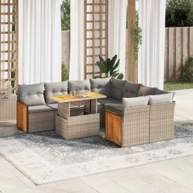 Set sofás jardín y cojines 9 pzas ratán sintético acacia beige de , Conjuntos de jardín - Ref: Foro24-3327692, Precio: 643,37...