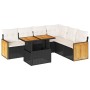 Set sofás jardín y cojines 7 pzas ratán sintético acacia negro de , Conjuntos de jardín - Ref: Foro24-3327717, Precio: 472,11...
