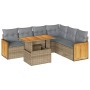 Set sofás jardín y cojines 7 pzas ratán sintético acacia beige de , Conjuntos de jardín - Ref: Foro24-3327720, Precio: 495,28...