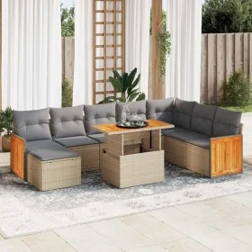 Set sofás jardín y cojines 7 pzas ratán sintético acacia beige de , Conjuntos de jardín - Ref: Foro24-3327748, Precio: 595,77...