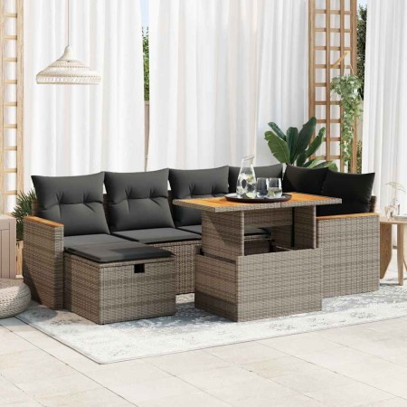 Set de sofás de jardín y cojines 8 piezas ratán sintético gris de , Conjuntos de jardín - Ref: Foro24-3328117, Precio: 488,30...