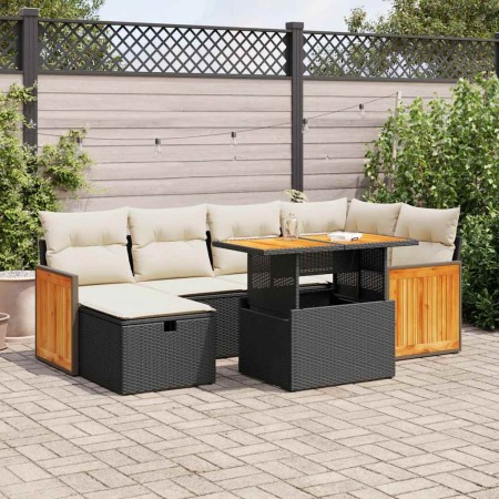 Set de sofás de jardín y cojines 8 piezas ratán sintético negro de , Conjuntos de jardín - Ref: Foro24-3328155, Precio: 469,1...