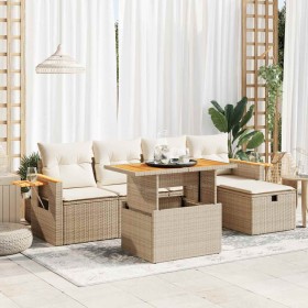 Juego de sofás jardín con cojines 6 pzas ratán sintético beige de , Conjuntos de jardín - Ref: Foro24-3328129, Precio: 485,00...