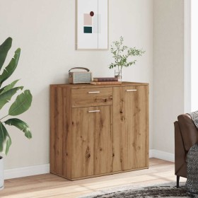 Aparador de madera contrachapada color roble artesano de , Aparadores - Ref: Foro24-856007, Precio: 90,86 €, Descuento: %