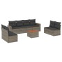 Set de muebles de jardín 9 pzas y cojines ratán sintético gris en Conjuntos de jardín | Comprar online en Foru.es