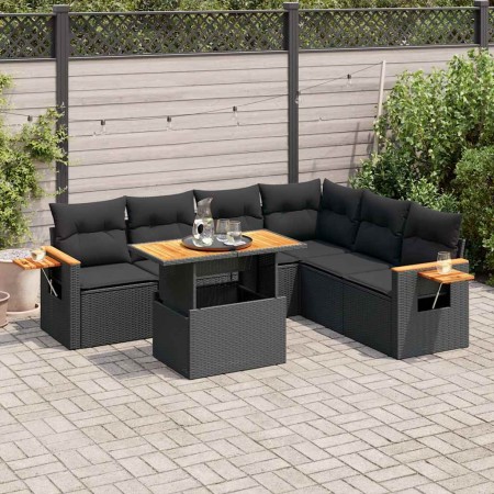 Set sofás jardín y cojines 6 pzas ratán sintético acacia negro de , Conjuntos de jardín - Ref: Foro24-3327604, Precio: 544,05...