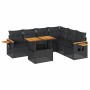Set sofás jardín y cojines 6 pzas ratán sintético acacia negro de , Conjuntos de jardín - Ref: Foro24-3327604, Precio: 544,05...