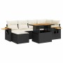 Set sofás jardín y cojines 7 pzas ratán sintético acacia negro de , Conjuntos de jardín - Ref: Foro24-3327619, Precio: 472,28...