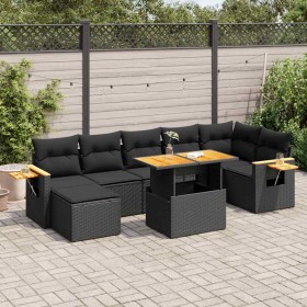 Set sofás jardín y cojines 8 pzas ratán sintético acacia negro de , Conjuntos de jardín - Ref: Foro24-3327625, Precio: 593,47...