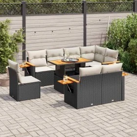 Set sofás jardín y cojines 9 pzas ratán sintético acacia negro de , Conjuntos de jardín - Ref: Foro24-3327612, Precio: 623,72...
