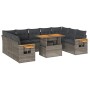 Set sofás jardín y cojines 10 pzas ratán sintético acacia gris de , Conjuntos de jardín - Ref: Foro24-3327644, Precio: 665,73...