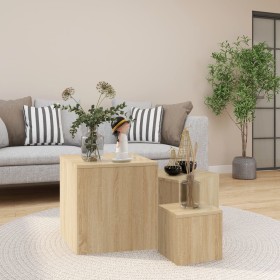 Mesas auxiliares 3 pzas madera contrachapada color roble Sonoma de , Mesas auxiliares - Ref: Foro24-808588, Precio: 68,70 €, ...