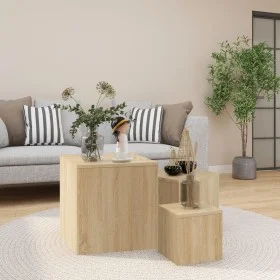 Mesas auxiliares 3 pzas madera contrachapada color roble Sonoma de , Mesas auxiliares - Ref: Foro24-808588, Precio: 67,65 €, ...