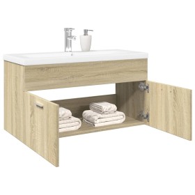 Mueble de baño con lavabo integrado roble Sonoma de , Muebles de baño - Ref: Foro24-3324985, Precio: 221,36 €, Descuento: %