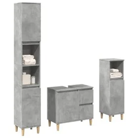 Set muebles de baño 2 piezas madera contrachapada gris hormigón de , Muebles de baño - Ref: Foro24-3324945, Precio: 165,32 €,...