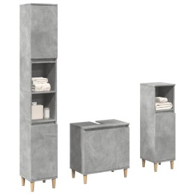 Set muebles de baño 2 piezas madera contrachapada gris hormigón de , Muebles de baño - Ref: Foro24-3324947, Precio: 152,31 €,...