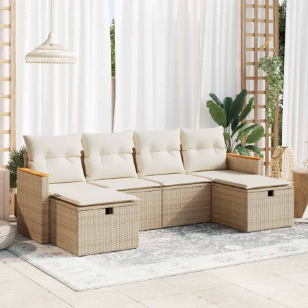 Juego de sofás jardín con cojines 6 pzas ratán sintético beige de , Conjuntos de jardín - Ref: Foro24-3325943, Precio: 422,81...