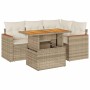Set sofás jardín y cojines 5 pzas ratán sintético acacia beige de , Conjuntos de jardín - Ref: Foro24-3327481, Precio: 400,13...
