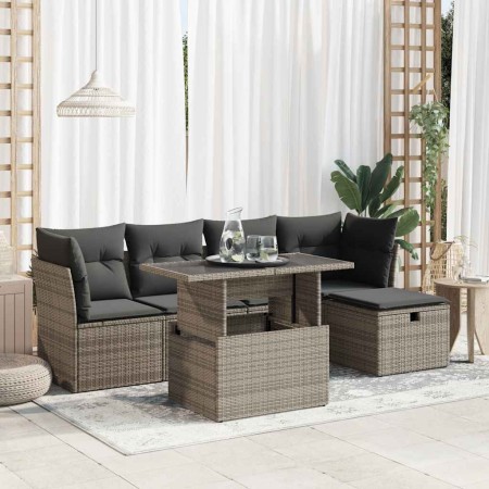 Set de muebles de jardín 6 pzas y cojines ratán sintético gris de , Conjuntos de jardín - Ref: Foro24-3327770, Precio: 397,99...