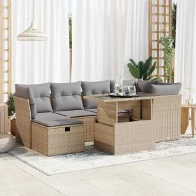 Set sofás de jardín 7 piezas y cojines ratán sintético beige de , Conjuntos de jardín - Ref: Foro24-3327779, Precio: 482,22 €...