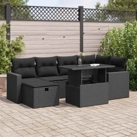 Set de sofás de jardín 7 pzas con cojines ratán sintético negro de , Conjuntos de jardín - Ref: Foro24-3327815, Precio: 516,6...