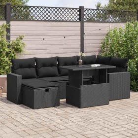 Set de sofás de jardín 7 pzas con cojines ratán sintético negro de , Conjuntos de jardín - Ref: Foro24-3327815, Precio: 524,2...