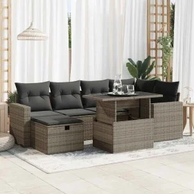 Set de sofás de jardín 7 pzas con cojines ratán sintético gris de , Conjuntos de jardín - Ref: Foro24-3327820, Precio: 476,86...