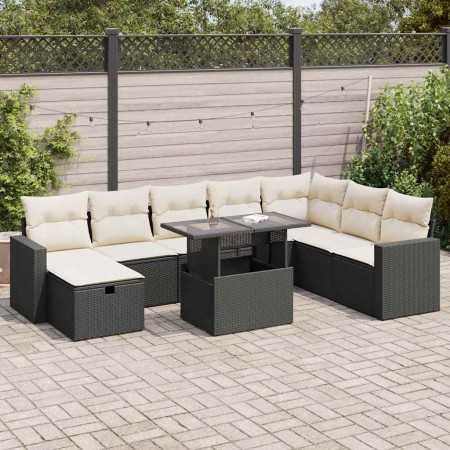 Set de sofás de jardín con cojines 9 pzas ratán sintético negro de , Conjuntos de jardín - Ref: Foro24-3327836, Precio: 570,0...
