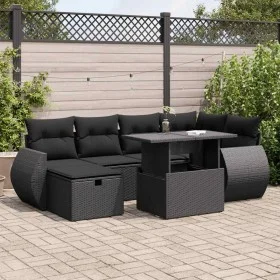 Set de sofás de jardín 7 pzas con cojines ratán sintético negro de , Conjuntos de jardín - Ref: Foro24-3327895, Precio: 506,4...