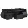 Set de sofás de jardín 7 pzas con cojines ratán sintético negro de , Conjuntos de jardín - Ref: Foro24-3327895, Precio: 522,3...