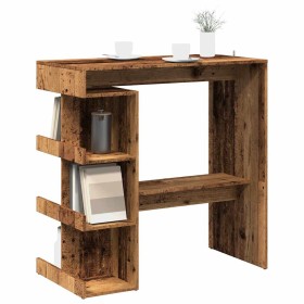 Mesa de bar con estante madera envejecida 100x48x101,5 cm de , Mesas de cocina y de comedor - Ref: Foro24-856758, Precio: 92,...