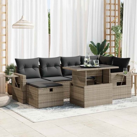 Set de sofás de jardín 7 pzas con cojines ratán sintético gris de , Conjuntos de jardín - Ref: Foro24-3327860, Precio: 522,53...