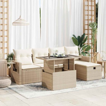 Juego de sofás jardín con cojines 6 pzas ratán sintético beige de , Conjuntos de jardín - Ref: Foro24-3327848, Precio: 523,68...