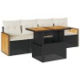 Set sofás jardín y cojines 5 pzas ratán sintético acacia negro de , Conjuntos de jardín - Ref: Foro24-3327654, Precio: 346,01...