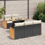 Set sofás jardín y cojines 6 pzas ratán sintético acacia negro de , Conjuntos de jardín - Ref: Foro24-3327661, Precio: 446,47...