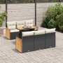 Set sofás jardín y cojines 7 pzas ratán sintético acacia negro de , Conjuntos de jardín - Ref: Foro24-3327668, Precio: 496,73...