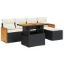 Set sofás jardín y cojines 6 pzas ratán sintético acacia negro de , Conjuntos de jardín - Ref: Foro24-3327696, Precio: 395,38...