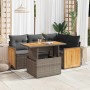 Set sofás jardín y cojines 5 pzas ratán sintético acacia gris de , Conjuntos de jardín - Ref: Foro24-3327707, Precio: 391,25 ...