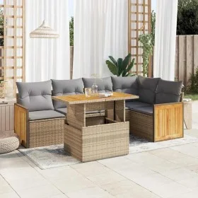 Set sofás jardín y cojines 6 pzas ratán sintético acacia beige by , Garden sets - Ref: Foro24-3327713, Price: 449,62 €, Disco...