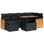 Set sofás jardín y cojines 7 pzas ratán sintético acacia negro de , Conjuntos de jardín - Ref: Foro24-3327730, Precio: 479,84...