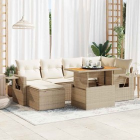 Set sofás de jardín 7 piezas y cojines ratán sintético beige de , Conjuntos de jardín - Ref: Foro24-3327173, Precio: 545,31 €...