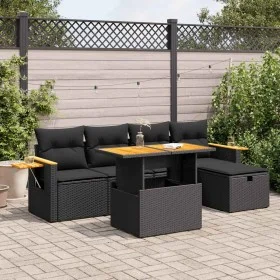 Set de sofás de jardín 6 piezas y cojines ratán sintético negro de , Conjuntos de jardín - Ref: Foro24-3328126, Precio: 437,9...