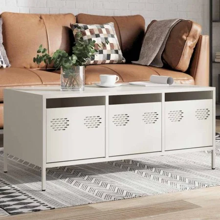 Mesa de centro acero laminado en frío blanco 101,5x50x43,5 cm de , Mesas de centro - Ref: Foro24-851273, Precio: 110,56 €, De...