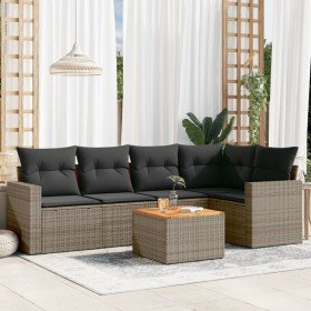 Set de muebles de jardín 6 pzas y cojines ratán sintético gris en Conjuntos de jardín | Comprar online en Foru.es