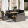 Set sofás jardín y cojines 9 pzas ratán sintético acacia gris de , Conjuntos de jardín - Ref: Foro24-3327616, Precio: 651,22 ...