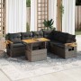 Set sofás jardín y cojines 7 pzas ratán sintético acacia gris de , Conjuntos de jardín - Ref: Foro24-3327609, Precio: 491,08 ...