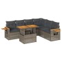 Set sofás jardín y cojines 7 pzas ratán sintético acacia gris de , Conjuntos de jardín - Ref: Foro24-3327609, Precio: 491,08 ...