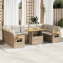 Set sofás jardín y cojines 10 pzas ratán sintético acacia beige de , Conjuntos de jardín - Ref: Foro24-3327642, Precio: 771,4...