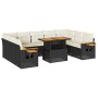 Set sofás jardín y cojines 10 pzas ratán sintético acacia negro de , Conjuntos de jardín - Ref: Foro24-3327640, Precio: 648,1...
